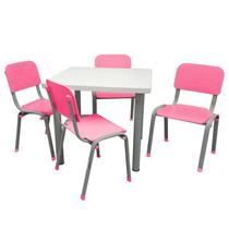 Conjunto de Mesa e 4 Cadeiras Infantis Reforçadas Lg Flex Rosa