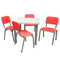 Conjunto de Mesa e 4 Cadeiras Infantis Reforçadas Lg Flex Vermelha