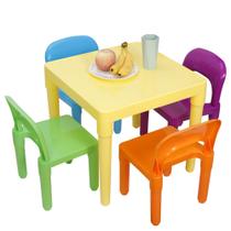 Conjunto de Mesa e 4 Cadeiras para Crianças ZENY em Plástico Multicolorido