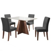 Conjunto de Mesa e 4 Cadeiras Sala de Jantar em MDF e Tecido Suede 80x90x136cm Dobue Genebra