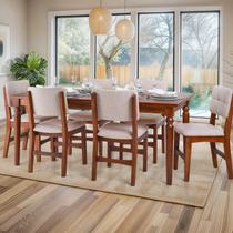 Conjunto de Mesa e 6 Cadeiras Sabrina Marrom/Nozes Conjunto de Mesa e 6 Cadeiras Sabrina Marrom/Nozes