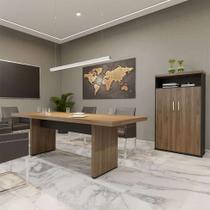 Conjunto de Mesa e Armário de Escritório Executiva 2 PT Marrom e Preto Conjunto de Mesa e Armário de Escritório Executiva 2 PT Marrom e Preto