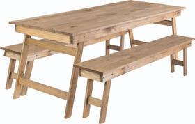 Conjunto de mesa e bancos naturalle com tingimento rustico tramontina