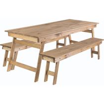 Conjunto de Mesa e Bancos Tramontina Naturalle com Tingimento Rústico