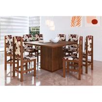 Conjunto de Mesa e Cadeira de Jantar 130x130 cm Tabaco Floral