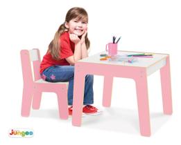 Conjunto De Mesa E Cadeira De Madeira Infantil Rosa Jungee Conjunto De Mesa E Cadeira De Madeira Infantil Rosa Jungee