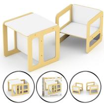 Conjunto de Mesa e Cadeira Infantil Didático em Madeira MDF