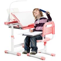 Conjunto de mesa e cadeira Rengue Kids com altura ajustável rosa Conjunto de mesa e cadeira Rengue Kids com altura ajustável rosa