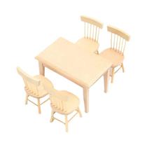Conjunto De Mesa E Cadeiras De Madeira Em Miniatura Escala 1/12 Para Casa De Bonecas, Brinquedo De Conjunto De Mesa E Cadeiras De Madeira Em Miniatura Escala 1/12 Para Casa De Bonecas, Brinquedo De