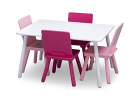 Conjunto de mesa e cadeiras Delta Children branco/rosa de 3 anos ou mais Conjunto de mesa e cadeiras Delta Children branco/rosa de 3 anos ou mais
