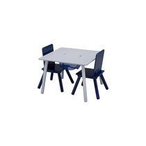 Conjunto de mesa e cadeiras Delta Children com armazenamento em cinza/azul Conjunto de mesa e cadeiras Delta Children com armazenamento em cinza/azul