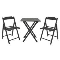 Conjunto de Mesa e Cadeiras Dobráveis Tramontina Beer em Madeira Teca Castanho Escuro 3 Peças
