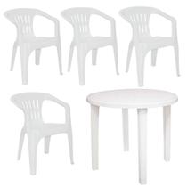 Conjunto de Mesa e Cadeiras Plásticas Tramontina, Branco