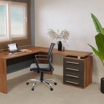 Conjunto de Mesa e Gaveteiro com Gavetas para Escritório Direito 4 Gavetas 137cm Marrom E Preto Conjunto de Mesa e Gaveteiro com Gavetas para Escritório Direito 4 Gavetas 137cm Marrom E Preto