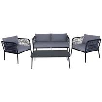 Conjunto de Mesa e Poltronas Cinza Viena MOR
