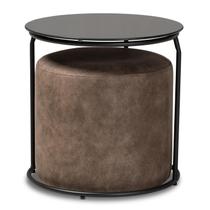Conjunto de Mesa e Puff Baxton Studio Kira Preto Cinza Marrom