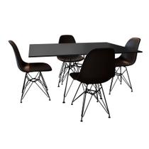 Conjunto De Mesa Eames Eiffel De Ferro Preto Tampo Preto 120x75 4 Cadeiras Ferro Preta Assento Preto