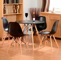 Conjunto de Mesa Eiffel Preta 90cm +4 Cadeiras Charles Eames - Móveis Caliandra