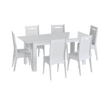 Conjunto de Mesa Elástica e 8 Cadeiras em MDF Branco Lilies Móveis