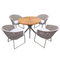 Conjunto de Mesa em Corda Náutica Angola - 4 Cadeiras + 1 Mesa Conjunto de Mesa em Corda Náutica Angola - 4 Cadeiras + 1 Mesa