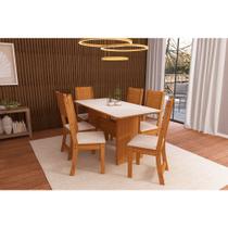 Conjunto de Mesa Evora para Sala de Jantar com 6 Cadeiras Indekes