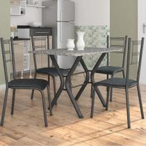 Conjunto De Mesa Fabone Miami Com 4 Cadeiras Preto Craqueado