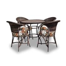 Conjunto de Mesa Fibra Sintética Amsterdã - 4 Poltronas + 1 Mesa - Tecido Revieira Marrom Conjunto de Mesa Fibra Sintética Amsterdã - 4 Poltronas + 1 Mesa - Tecido Revieira Marrom