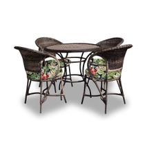 Conjunto de Mesa Fibra Sintética Amsterdã - 4 Poltronas + 1 Mesa - Tecido Saquarema