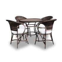 Conjunto de Mesa Fibra Sintética Arcobalena - 4 Poltronas + 1 Mesa - Tecido Duna Cru Conjunto de Mesa Fibra Sintética Arcobalena - 4 Poltronas + 1 Mesa - Tecido Duna Cru
