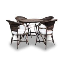 Conjunto de Mesa Fibra Sintética Arcobalena - 4 Poltronas + 1 Mesa - Tecido Duna Cru Conjunto de Mesa Fibra Sintética Arcobalena - 4 Poltronas + 1 Mesa - Tecido Duna Cru