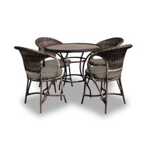 Conjunto de Mesa Fibra Sintética Arcobalena - 4 Poltronas + 1 Mesa - Tecido Duna Fendi