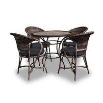 Conjunto de Mesa Fibra Sintética Arcobalena - 4 Poltronas + 1 Mesa - Tecido Duna Preto Conjunto de Mesa Fibra Sintética Arcobalena - 4 Poltronas + 1 Mesa - Tecido Duna Preto
