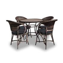 Conjunto de Mesa Fibra Sintética Arcobalena - 4 Poltronas + 1 Mesa - Tecido Duna Preto Conjunto de Mesa Fibra Sintética Arcobalena - 4 Poltronas + 1 Mesa - Tecido Duna Preto