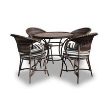 Conjunto de Mesa Fibra Sintética Arcobalena - 4 Poltronas + 1 Mesa - Tecido Illimani Preto