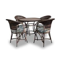 Conjunto de Mesa Fibra Sintética Arcobalena - 4 Poltronas + 1 Mesa - Tecido Palmares Petróleo Conjunto de Mesa Fibra Sintética Arcobalena - 4 Poltronas + 1 Mesa - Tecido Palmares Petróleo