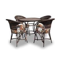 Conjunto de Mesa Fibra Sintética Arcobalena - 4 Poltronas + 1 Mesa - Tecido Revieira Marrom Conjunto de Mesa Fibra Sintética Arcobalena - 4 Poltronas + 1 Mesa - Tecido Revieira Marrom