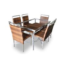 Conjunto de Mesa Fibra Sintética Brasília - 6 Cadeiras + 1 Mesa