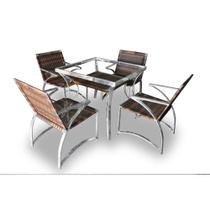 Conjunto de Mesa Fibra Sintética Melon - 4 cadeiras + 1 Mesa