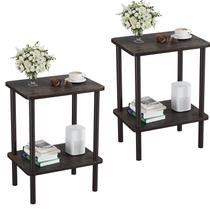 Conjunto de mesa final Apicizon 2 camadas de carvalho rústico 40x30x52 cm Conjunto de mesa final Apicizon 2 camadas de carvalho rústico 40x30x52 cm