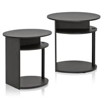 Conjunto de mesa final Furinno JAYA Simple Design Oval Walnut x2 Conjunto de mesa final Furinno JAYA Simple Design Oval Walnut x2