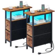 Conjunto de mesa final TRIFEBLE 2 com estação de carregamento, 2 gavetas LED