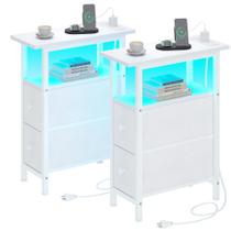 Conjunto de mesa final TRIFEBLE 2 com estação de carregamento e 2 gavetas brancas