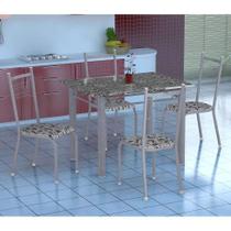 Conjunto de Mesa Gênova Com 4 Cadeiras Lisboa Branco Prata E Branco Floral