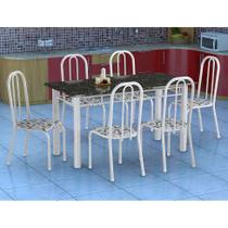 Conjunto de Mesa Granada com 6 Cadeiras Madri Branco e Floral GR
