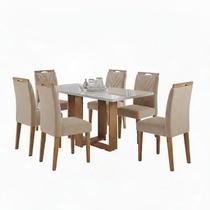 Conjunto de mesa HANA com 6 cadeiras Gol 1,60x80 MEL- OFF WHITE/BEGE
