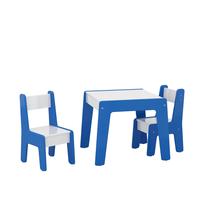 Conjunto de mesa infantil azul com branco