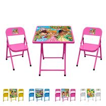Conjunto De Mesa Infantil Com 2 Cadeiras Dobrável Aço Jogo
