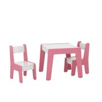 Conjunto de Mesa Infantil com 2 cadeiras MDF Diana Branco Rosa Ofertamo