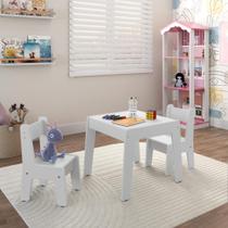 Conjunto de Mesa Infantil com 2 cadeiras MDF Helena Branco Brilho