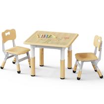 Conjunto de Mesa Infantil e 2 Cadeiras Brelley Ajustável 60x60cm Conjunto de Mesa Infantil e 2 Cadeiras Brelley Ajustável 60x60cm